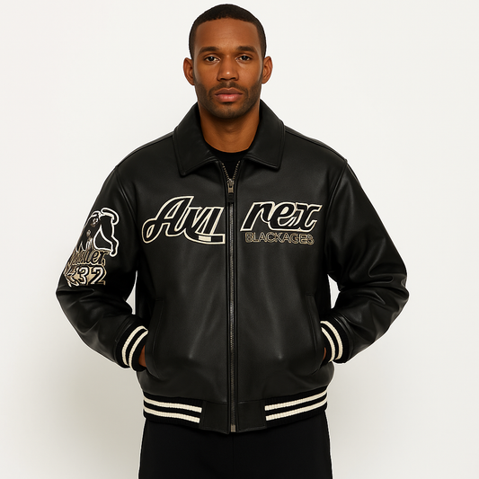Varsity Jacket Cuir Noir