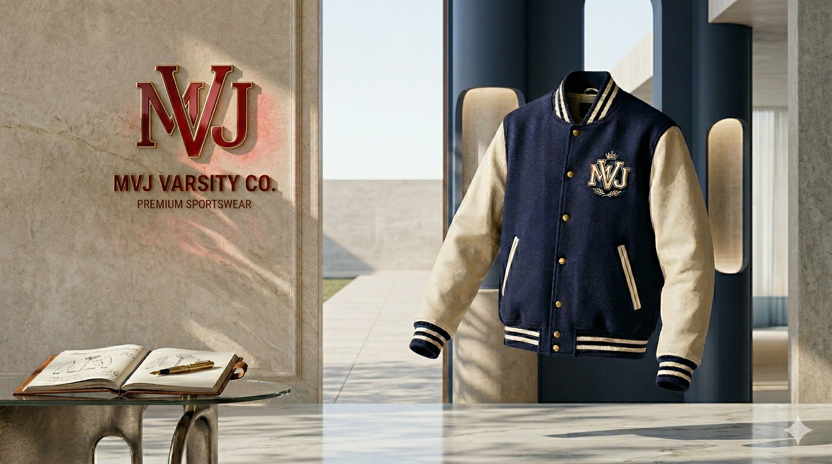 Varsity Jacket MVJ bleu marine premium — Ma Varsity Jacket bannière accueil