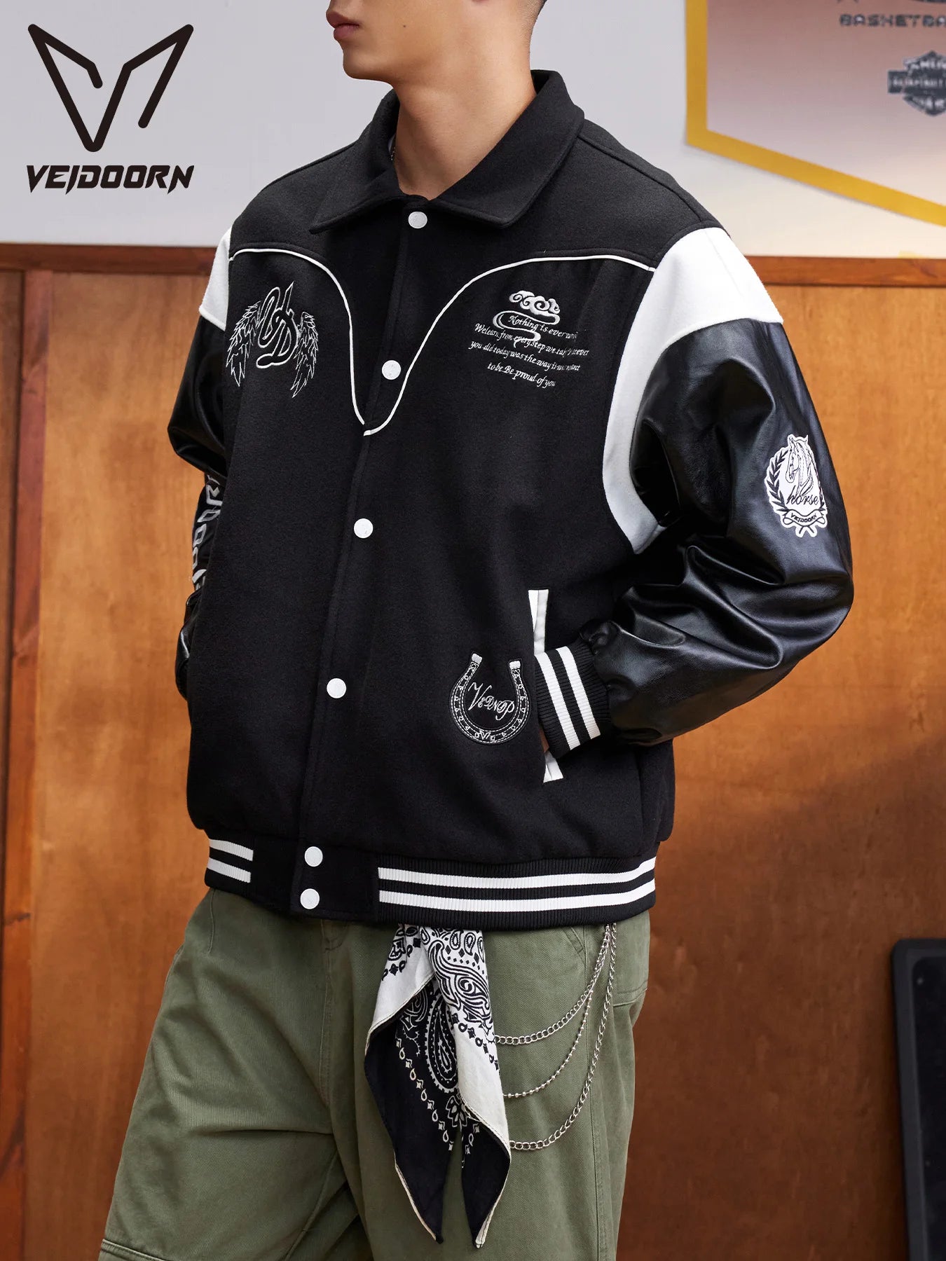 Veste Baseball Oversize Streetwear Homme | Blouson Teddy Varsity Jacket Universitaire Style US