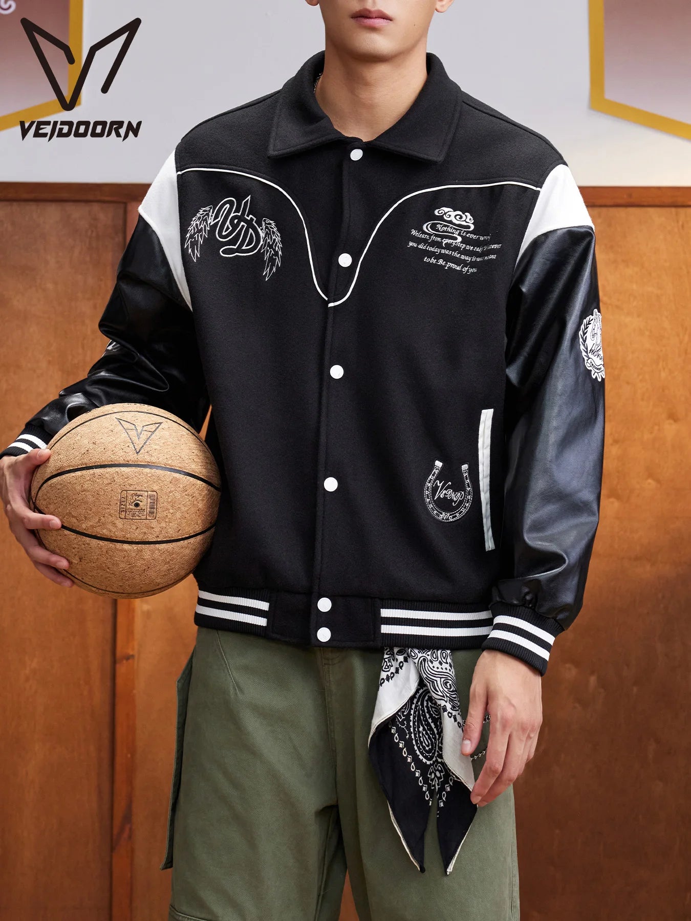Veste Baseball Oversize Streetwear Homme | Blouson Teddy Varsity Jacket Universitaire Style US