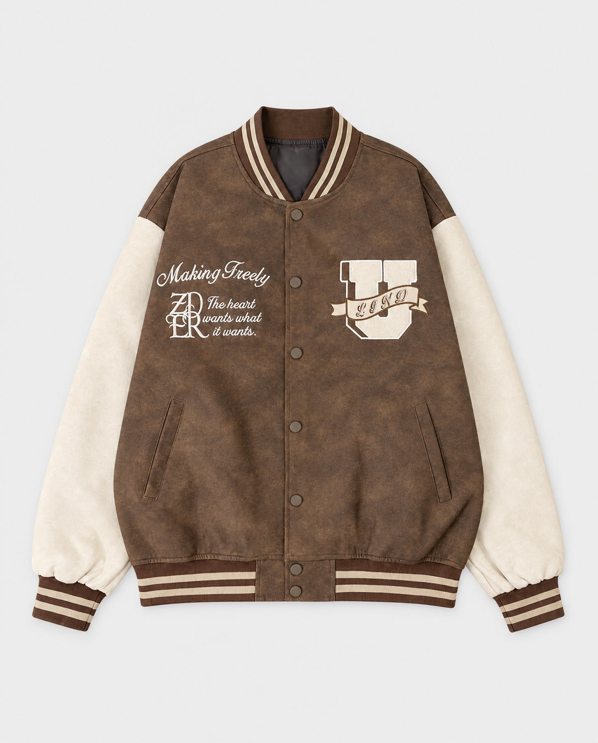 Blouson Teddy marron à plat