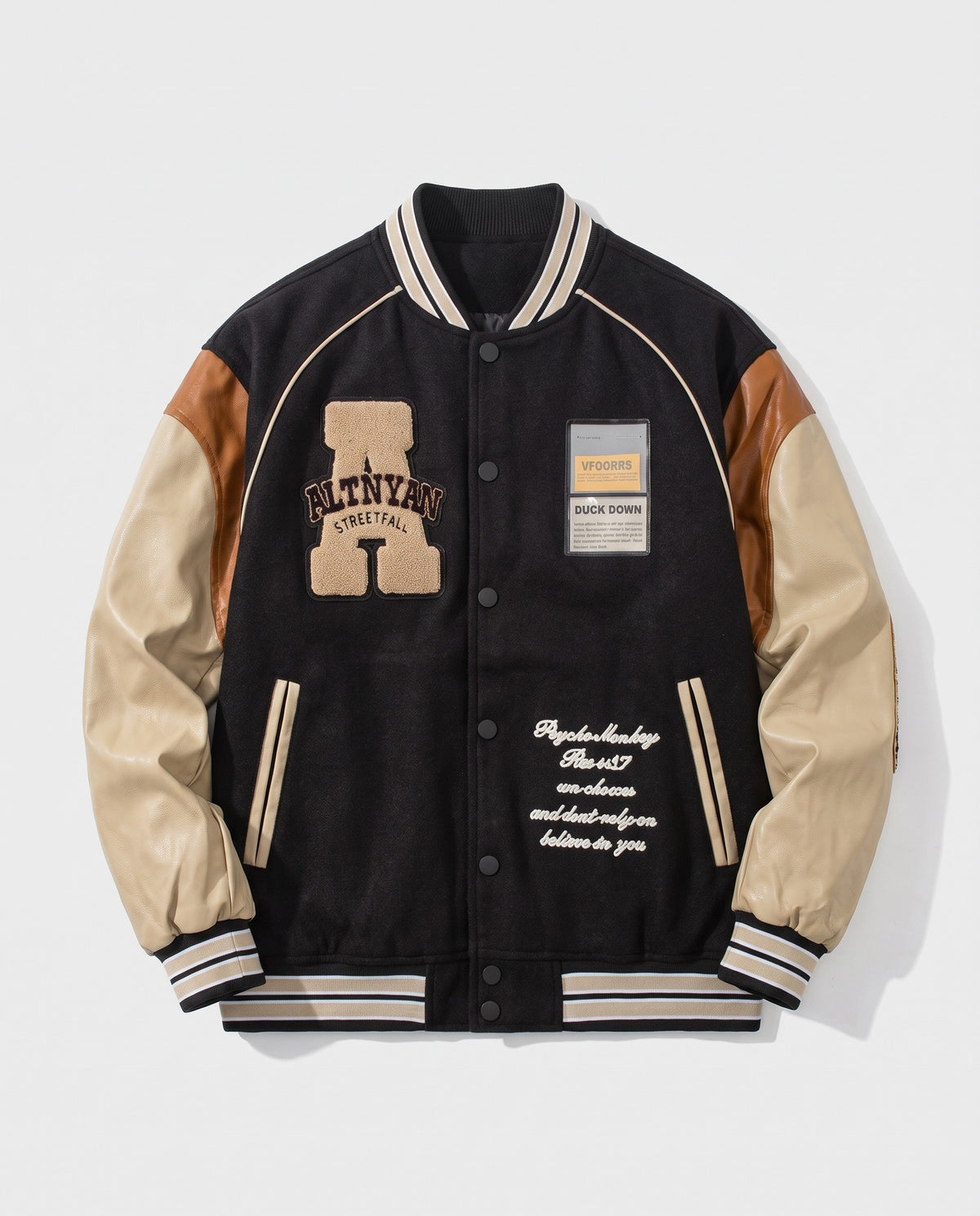 Blouson Universitaire noir à plat