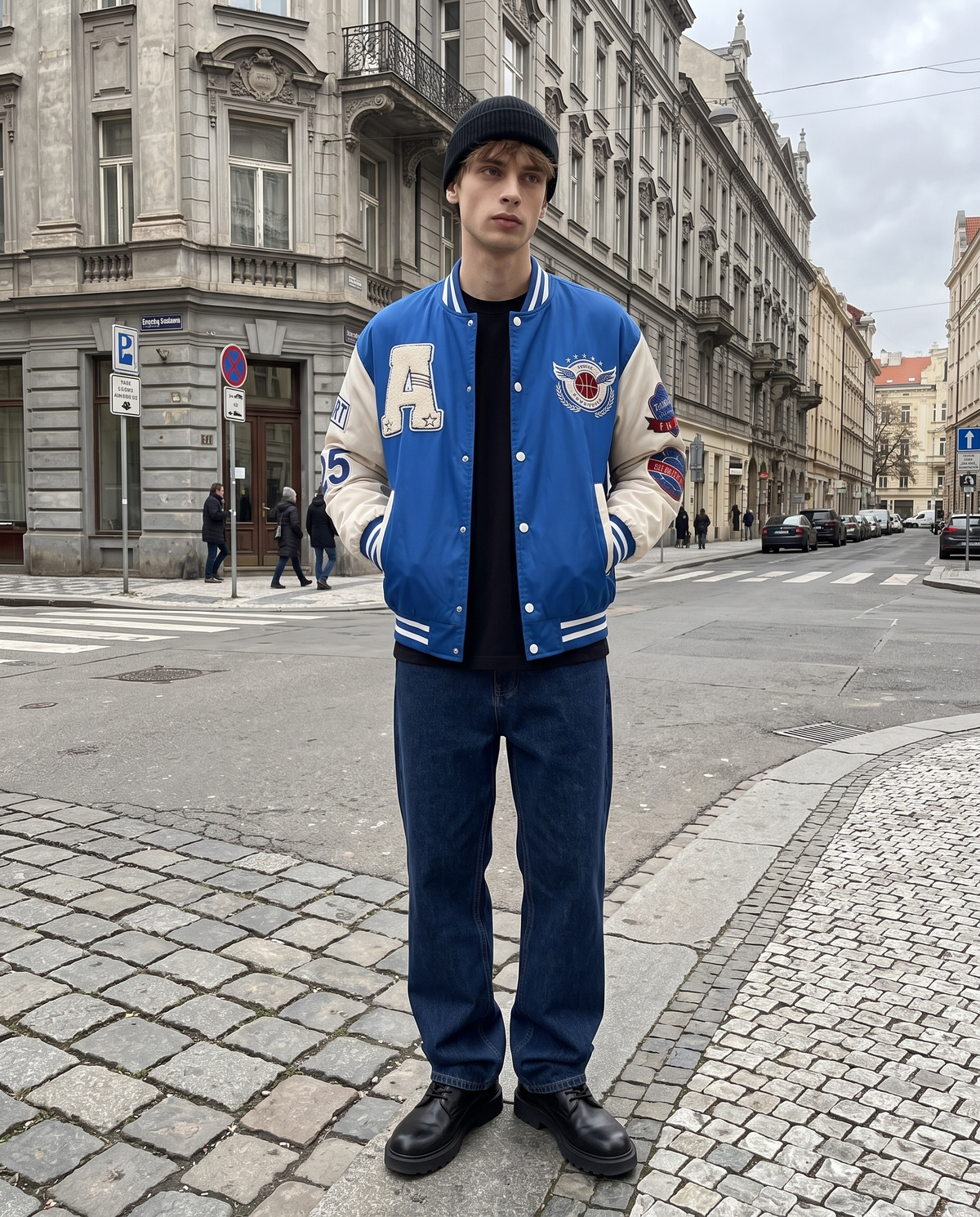 Varsity Jacket Bleu Homme – look lifestyle 2