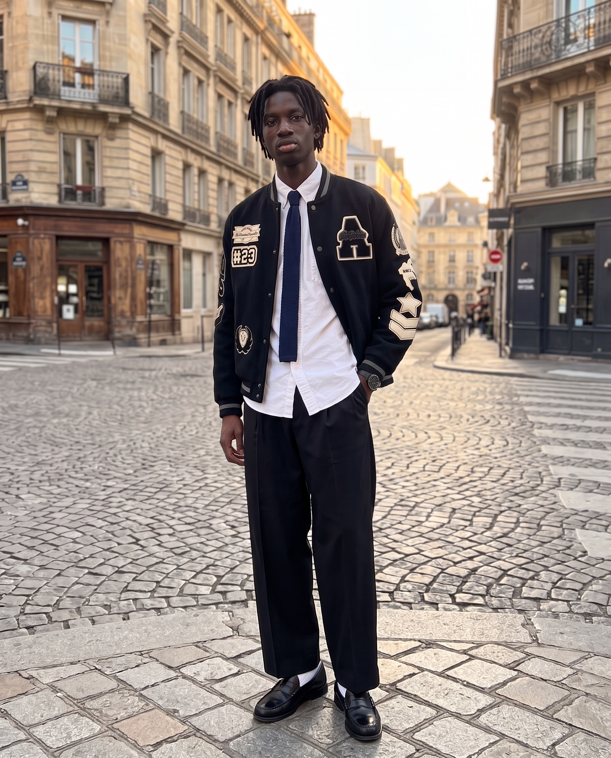 Veste Baseball Noir Homme – look lifestyle 3