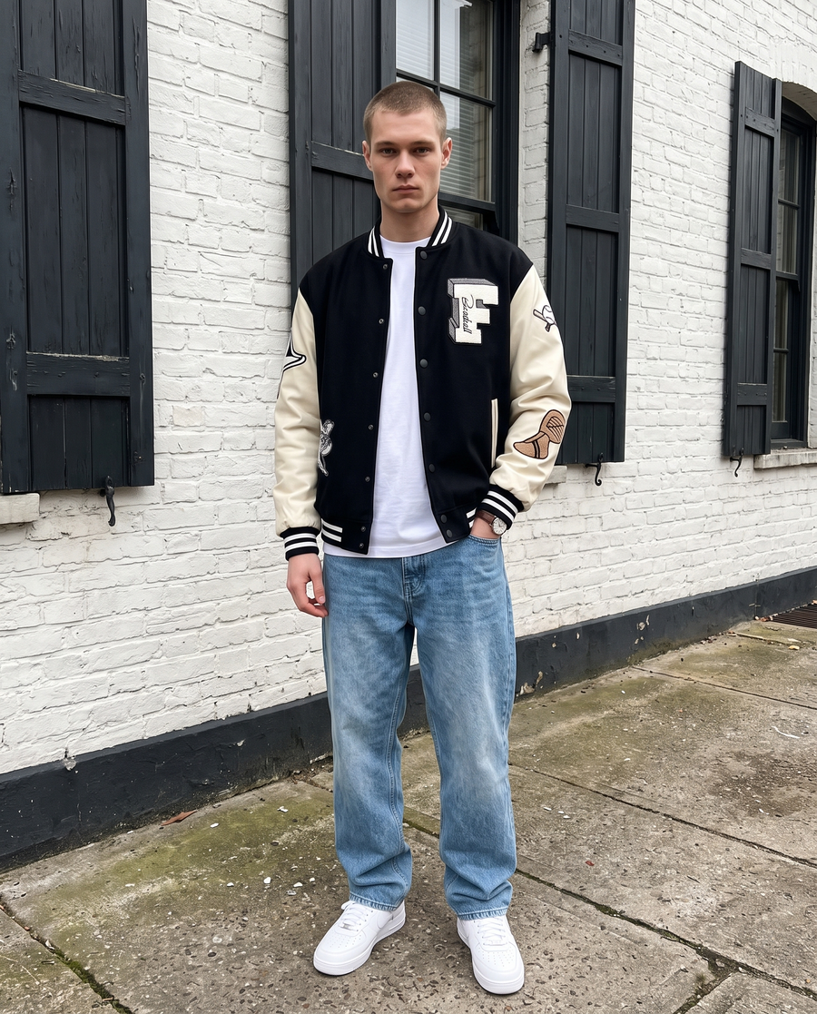 Veste Teddy Homme | Blouson Baseball Varsity Jacket Universitaire Streetwear