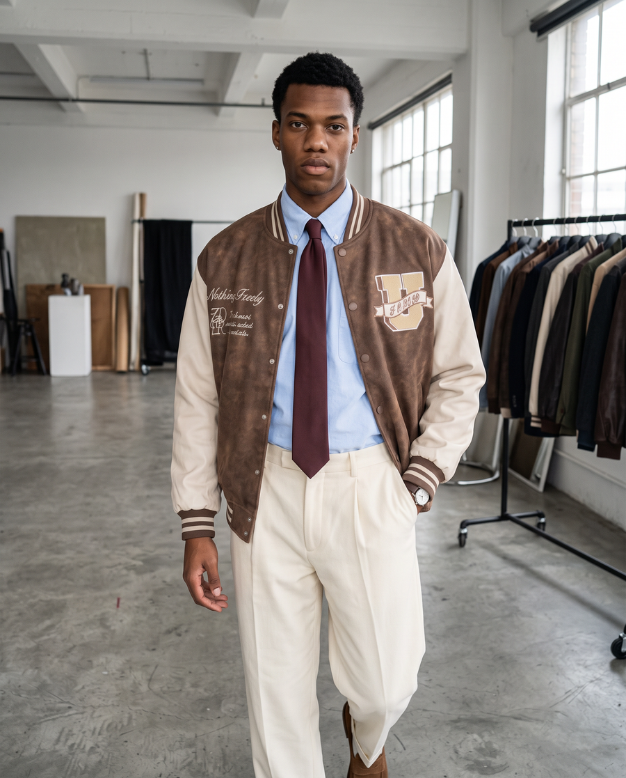 Blouson Teddy Homme | Veste Baseball Letterman Varsity Vintage US