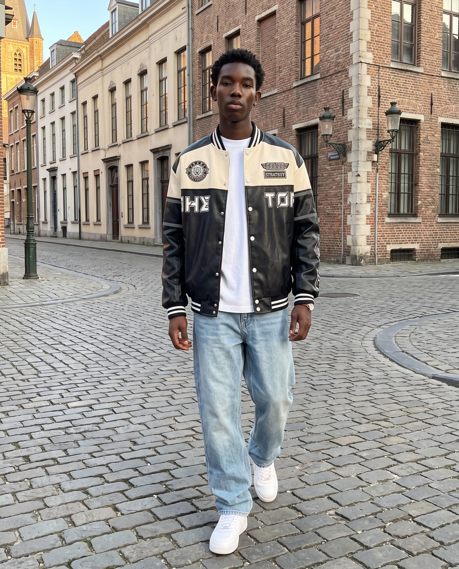 Men's American Football Jacket | US Streetwear Letterman Varsity Sports Jacket