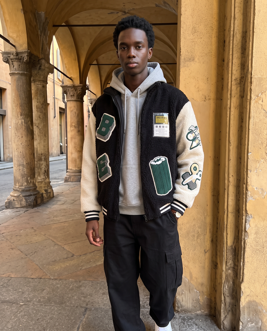Blouson université Homme | Varsity Jacket Veste Teddy Vintage Streetwear US