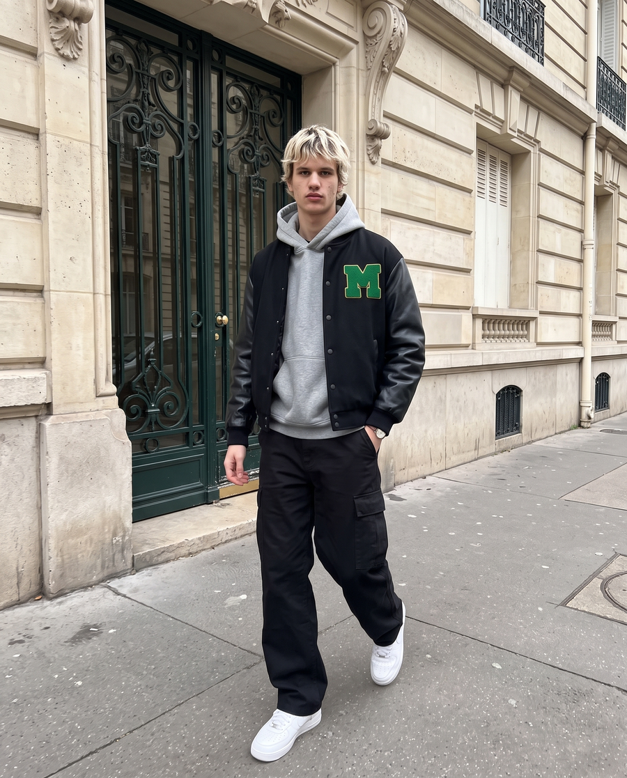 Veste Americaine Baseball Homme | Varsity Jacket Veste Teddy Universitaire Streetwear US