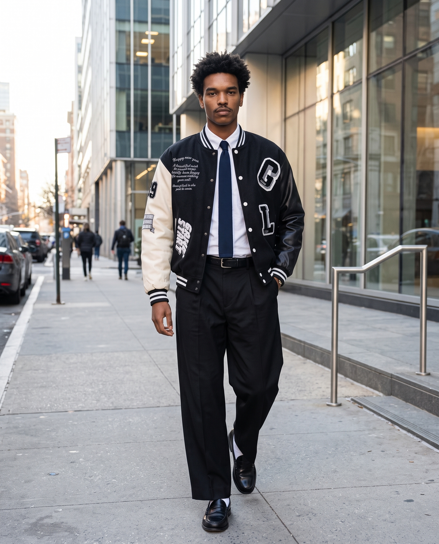 Veste Style Université Homme | Varsity Jacket Veste Teddy Universitaire Style US