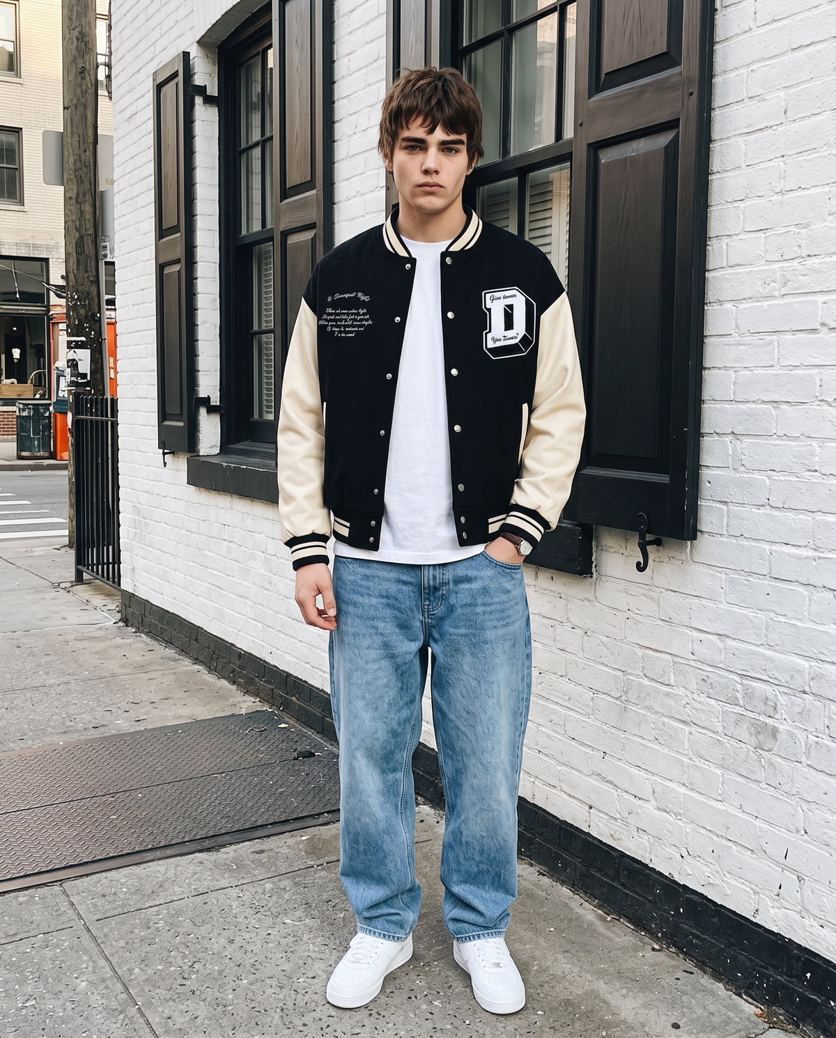 Varsity Jacket Noir Homme – look lifestyle 3