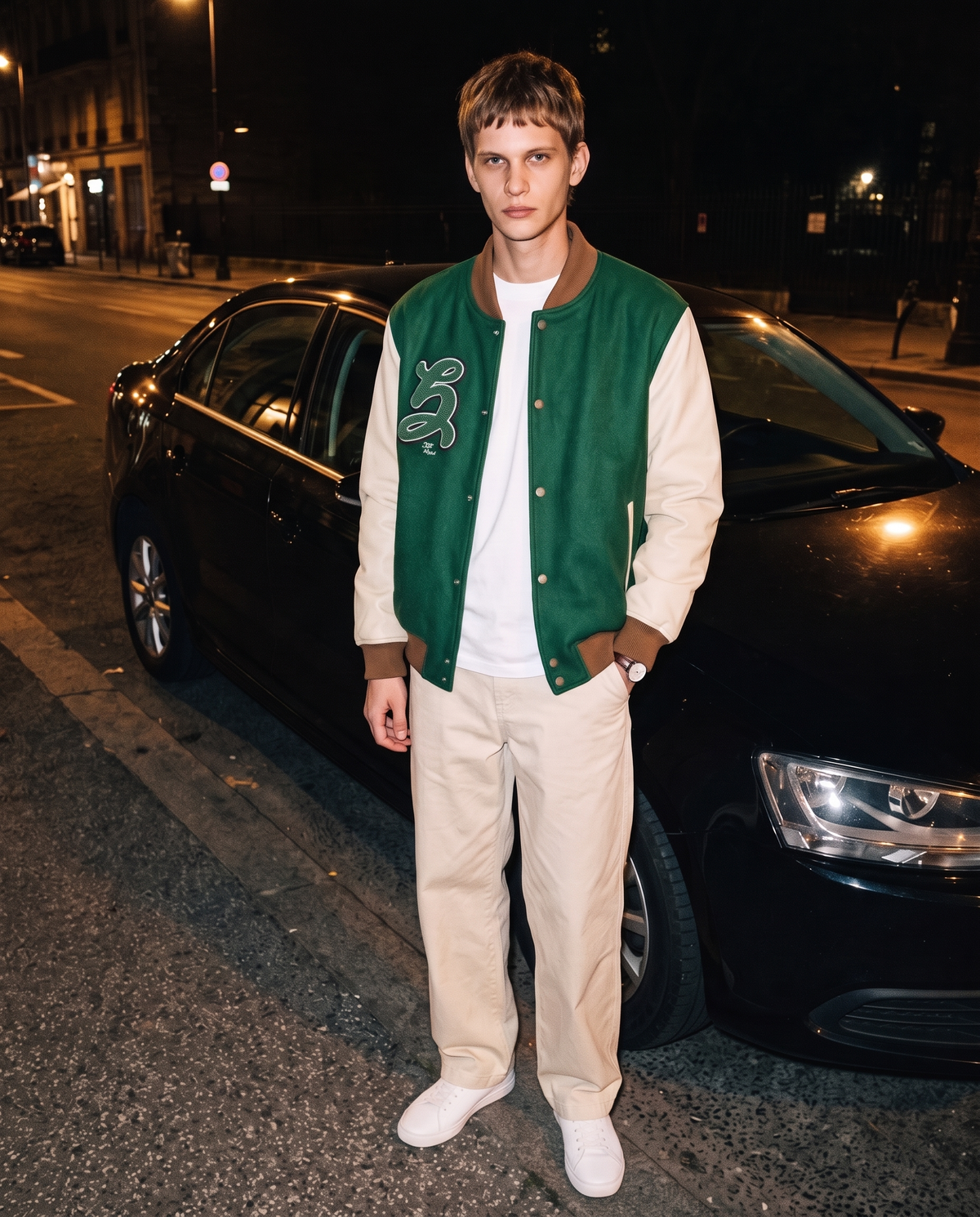 Veste de Baseball Verte Homme – look lifestyle 3