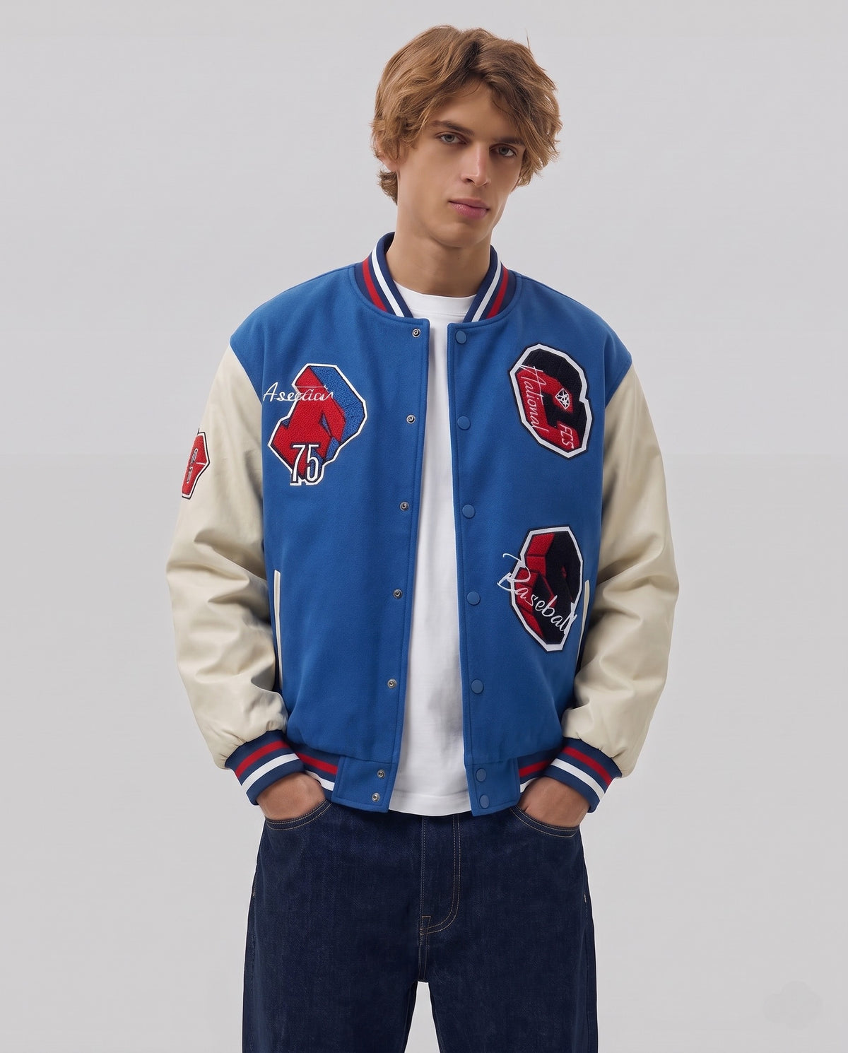 Teddy jacket bleue portée