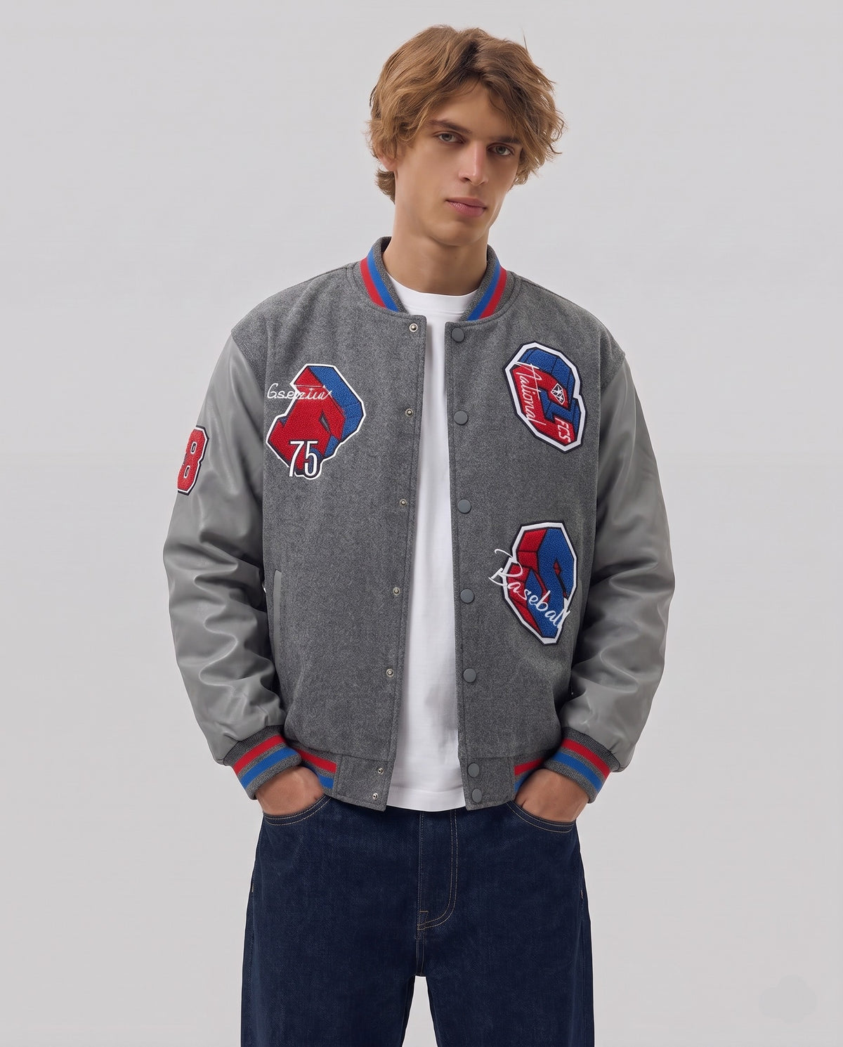 Teddy jacket grise portée