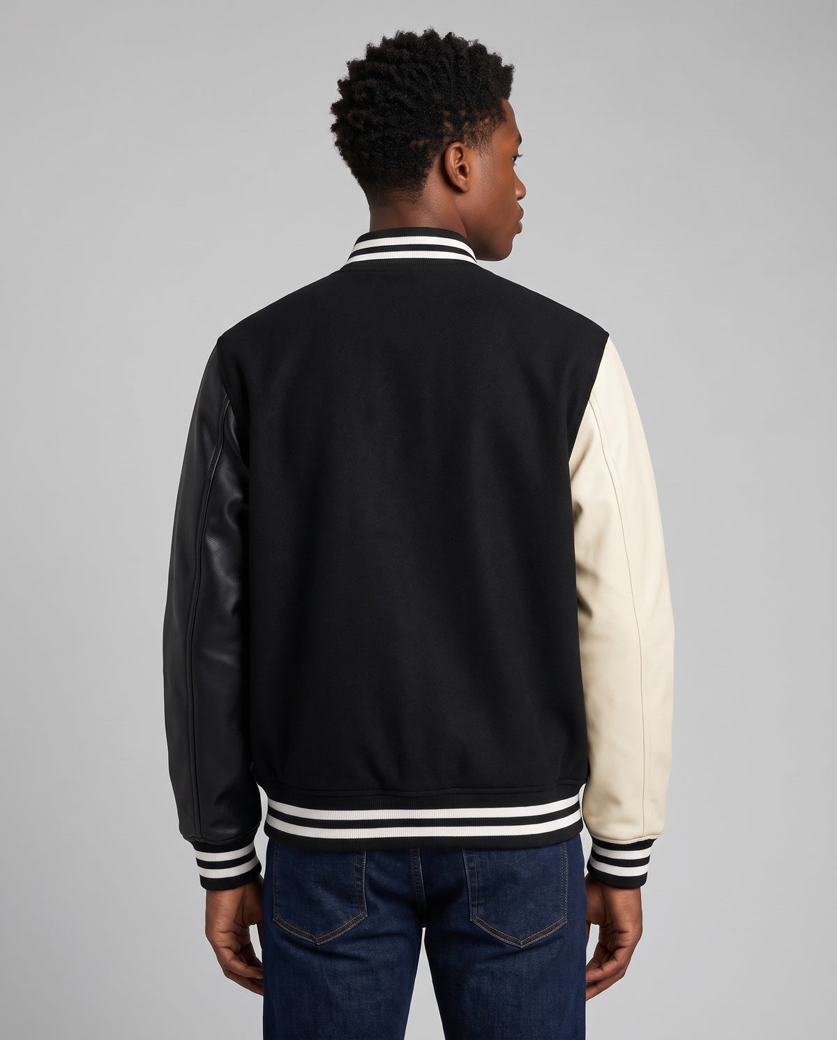 Veste style université noire vue de dos