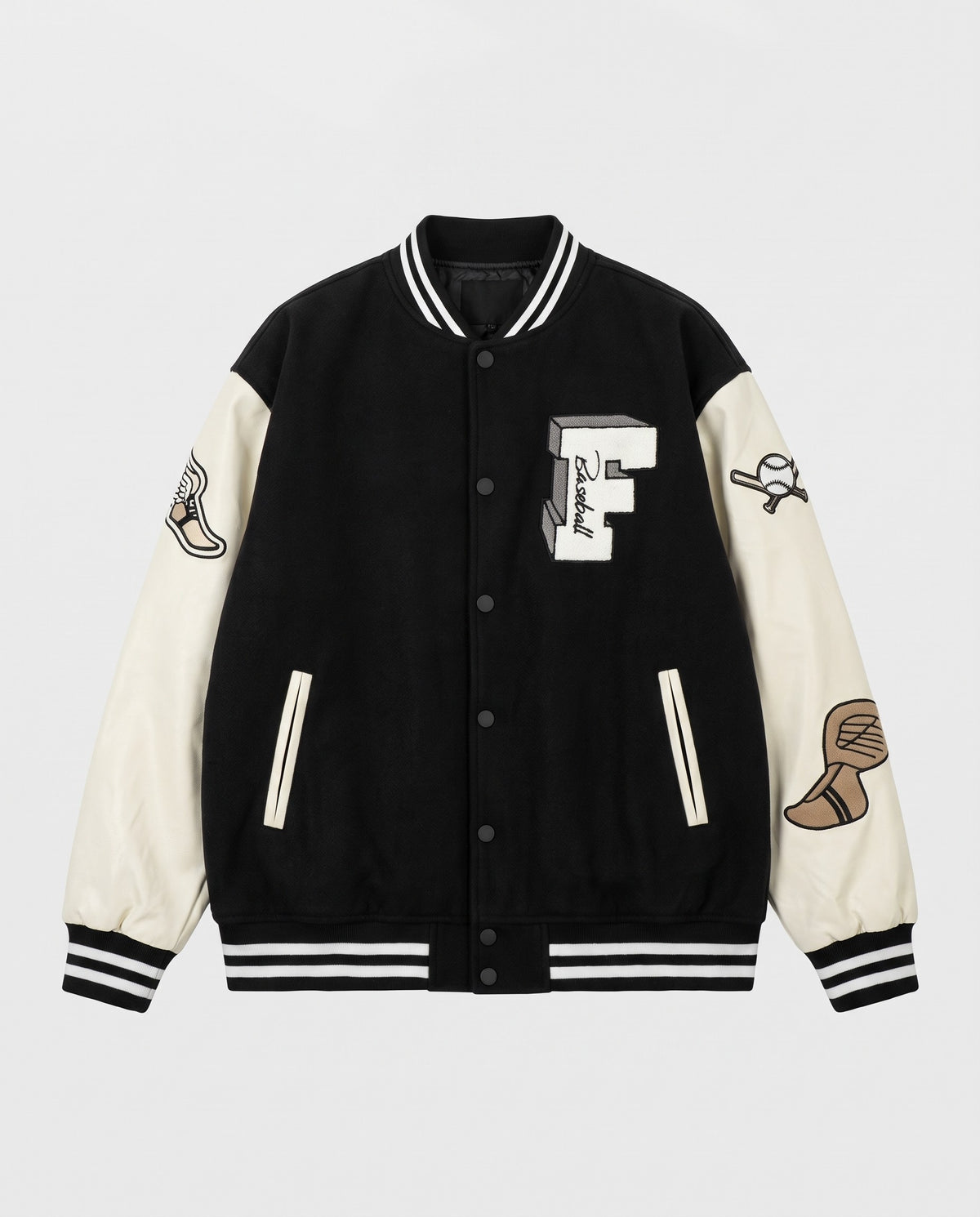 Veste Teddy noire à plat