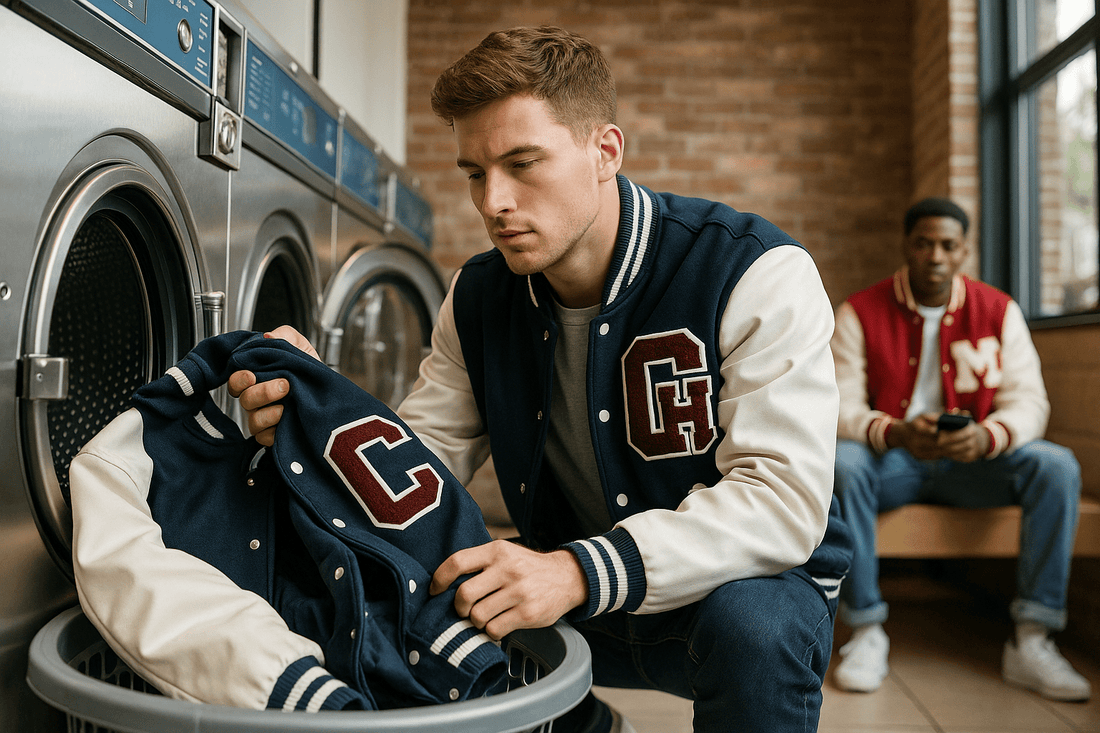 homme qui lave sa veste universitaire