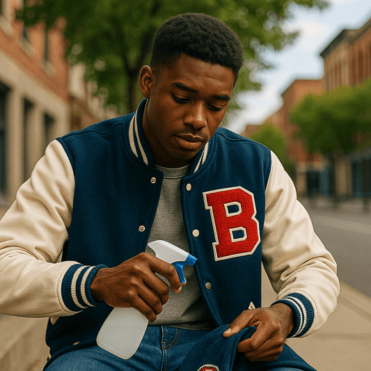 homme qui nettoie sa veste universitaire