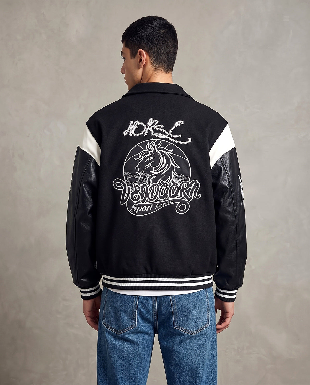 Veste teddy noire vue de dos - tient-elle chaud en hiver - Ma Varsity Jacket