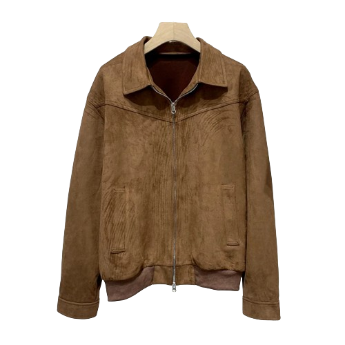 Blouson En Daim Marron Homme