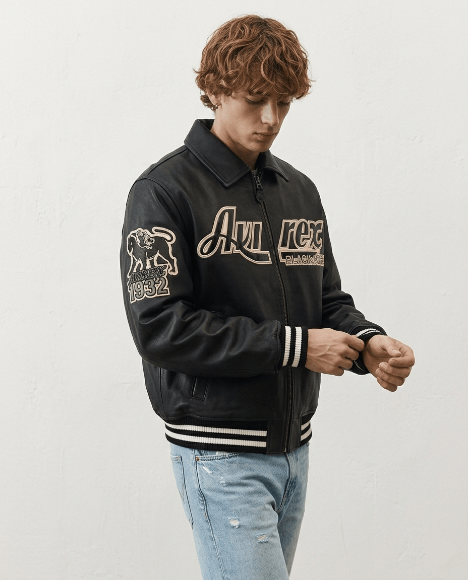 Varsity Jacket Cuir Noir
