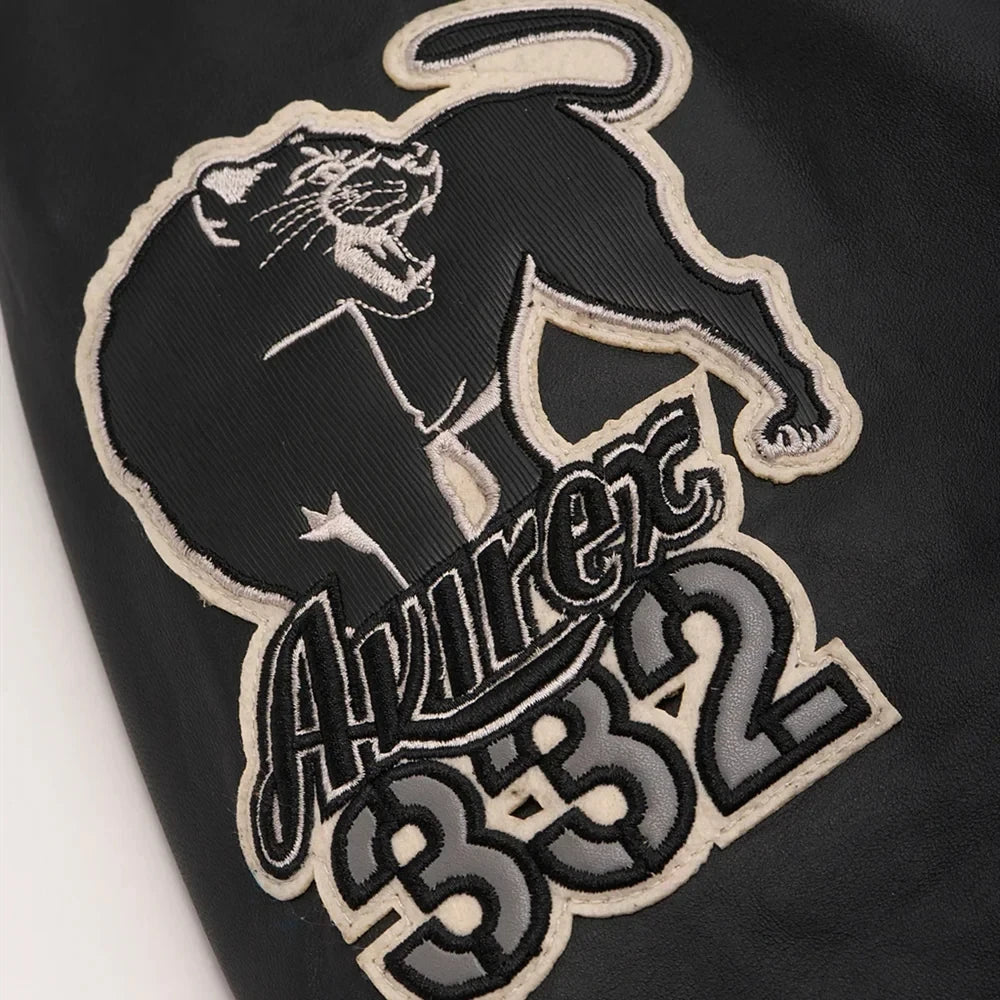Varsity Jacket Cuir Noir - 5