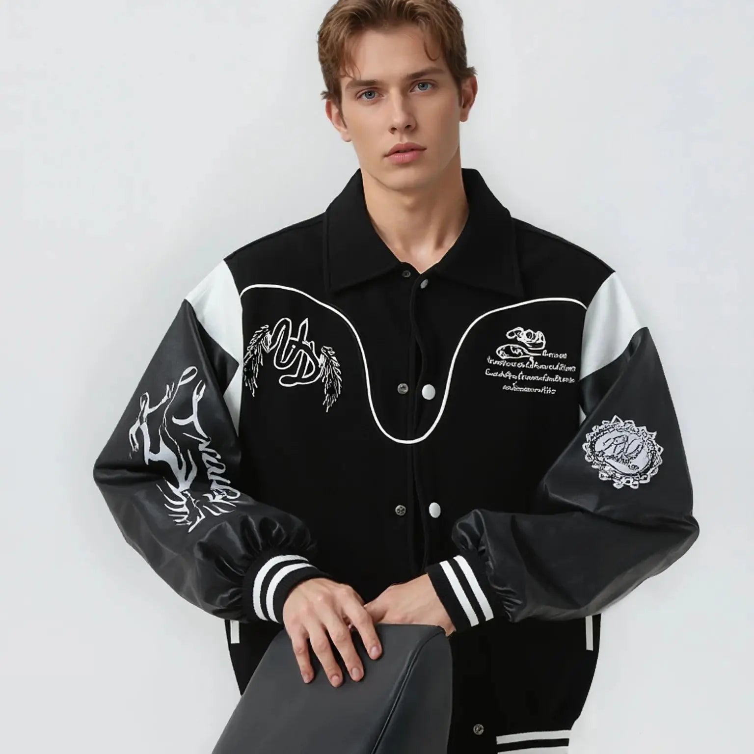 Veste Baseball Oversize Streetwear Homme | Blouson Teddy Varsity Jacket Universitaire Style US