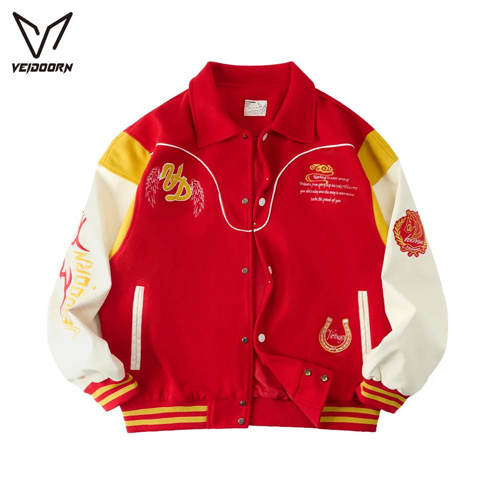 Veste Baseball Oversize Streetwear Homme | Blouson Teddy Varsity Jacket Universitaire Style US