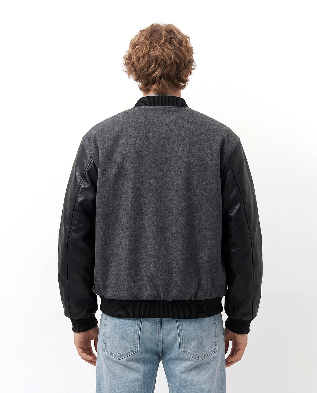 Blouson varsity gris vue de dos