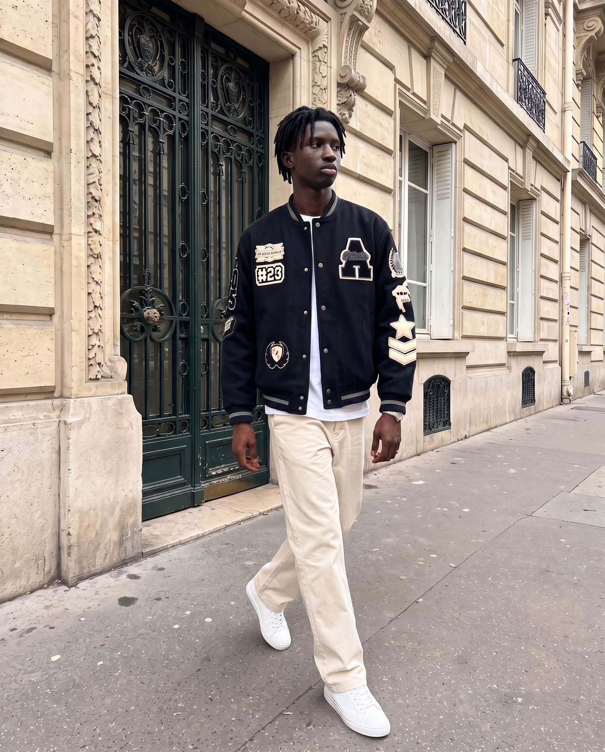Veste Baseball Noir Homme – look lifestyle 1
