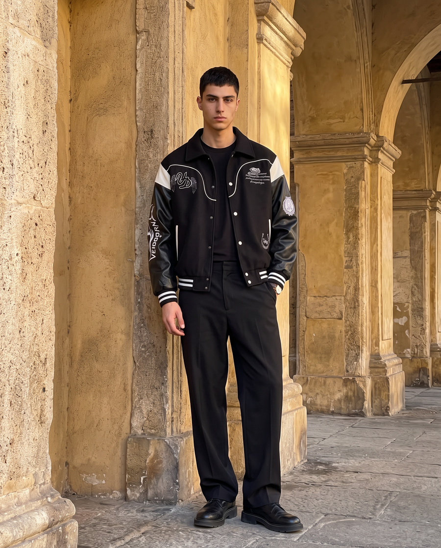 Veste Baseball Oversize Streetwear Homme | Blouson Teddy Varsity Jacket Universitaire Style US