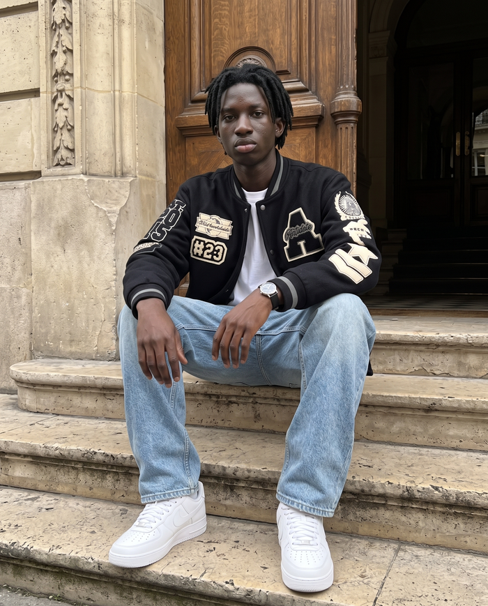Veste Baseball Noir Homme – look lifestyle 2