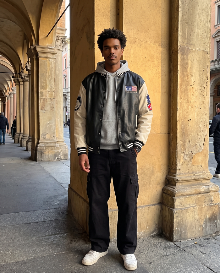 Veste Baseball Simili-Cuir Homme – look lifestyle 3