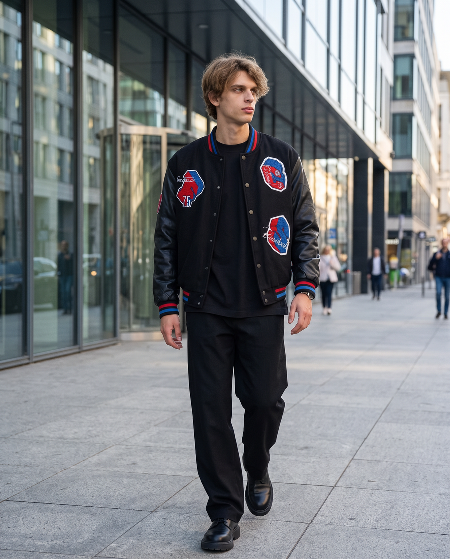 Teddy jacket Homme | Blouson Baseball Varsity Jacket Universitaire Streetwear