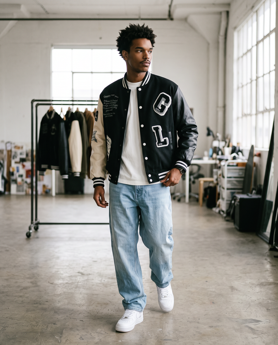 Veste Style Université Homme | Varsity Jacket Veste Teddy Universitaire Style US