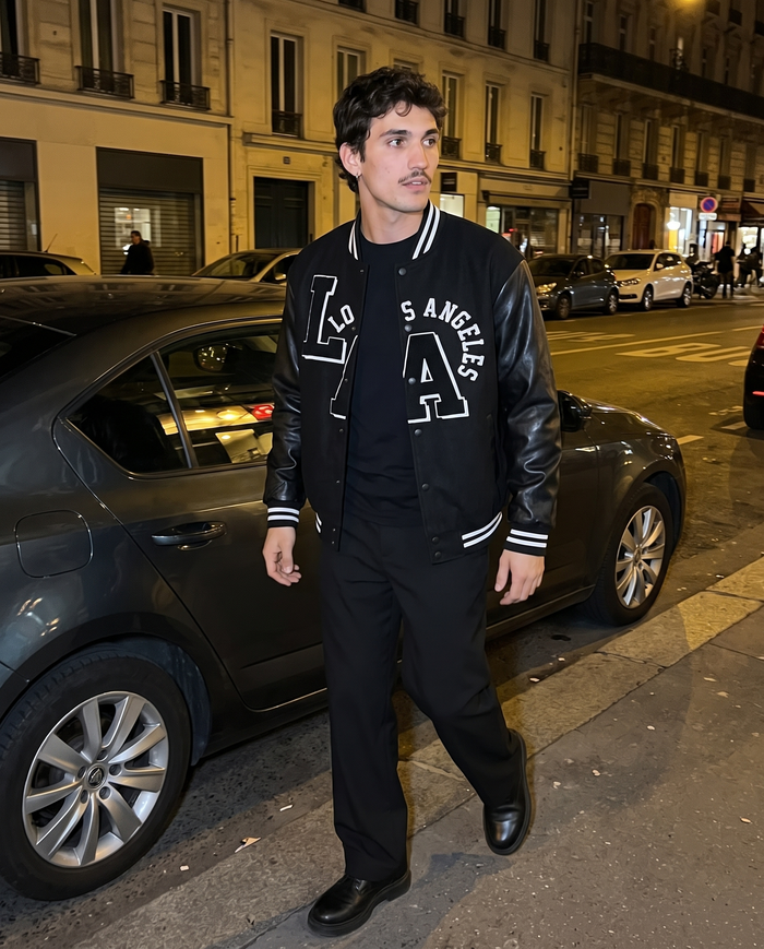 Letterman Jacket Varsity Noir Homme – look lifestyle 1