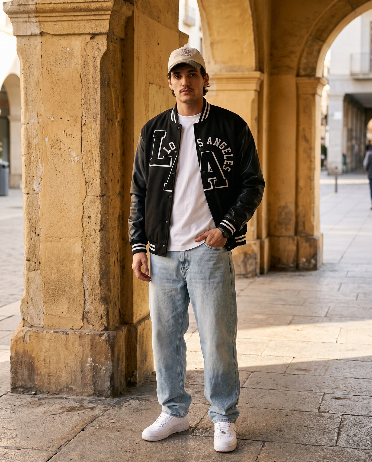 Letterman Jacket Varsity Noir Homme – look lifestyle 3