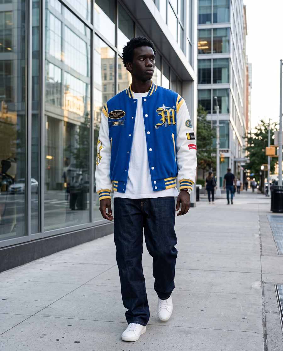 Letterman Jacket Homme | Veste Teddy Varsity Jacket Baseball Universitaire