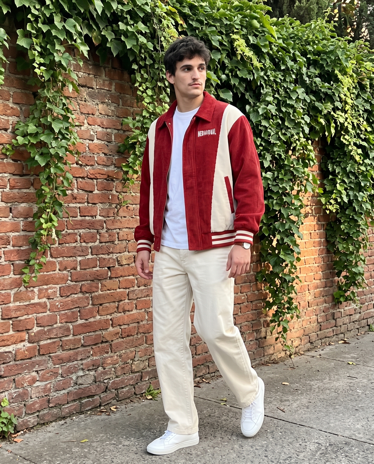 Veste Vintage Rouge Homme – look lifestyle 1
