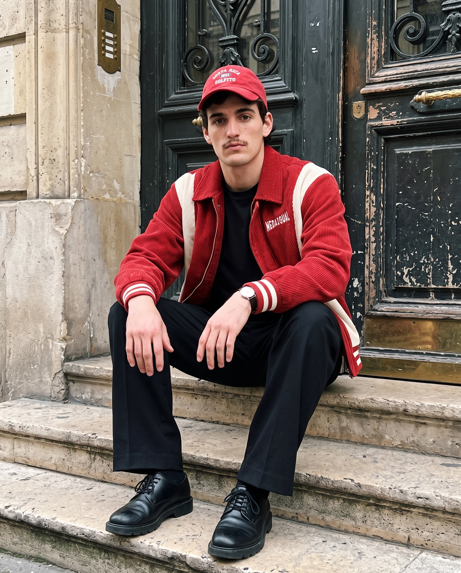 Veste Universitaire Homme Rouge | Varsity Jacket Veste Teddy Vintage Streetwear US