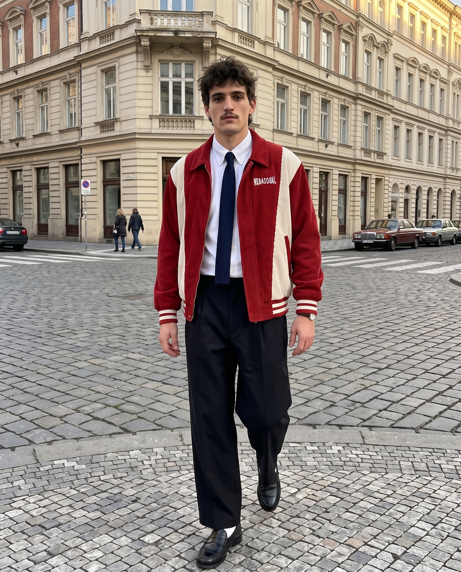 Veste Universitaire Homme Rouge | Varsity Jacket Veste Teddy Vintage Streetwear US