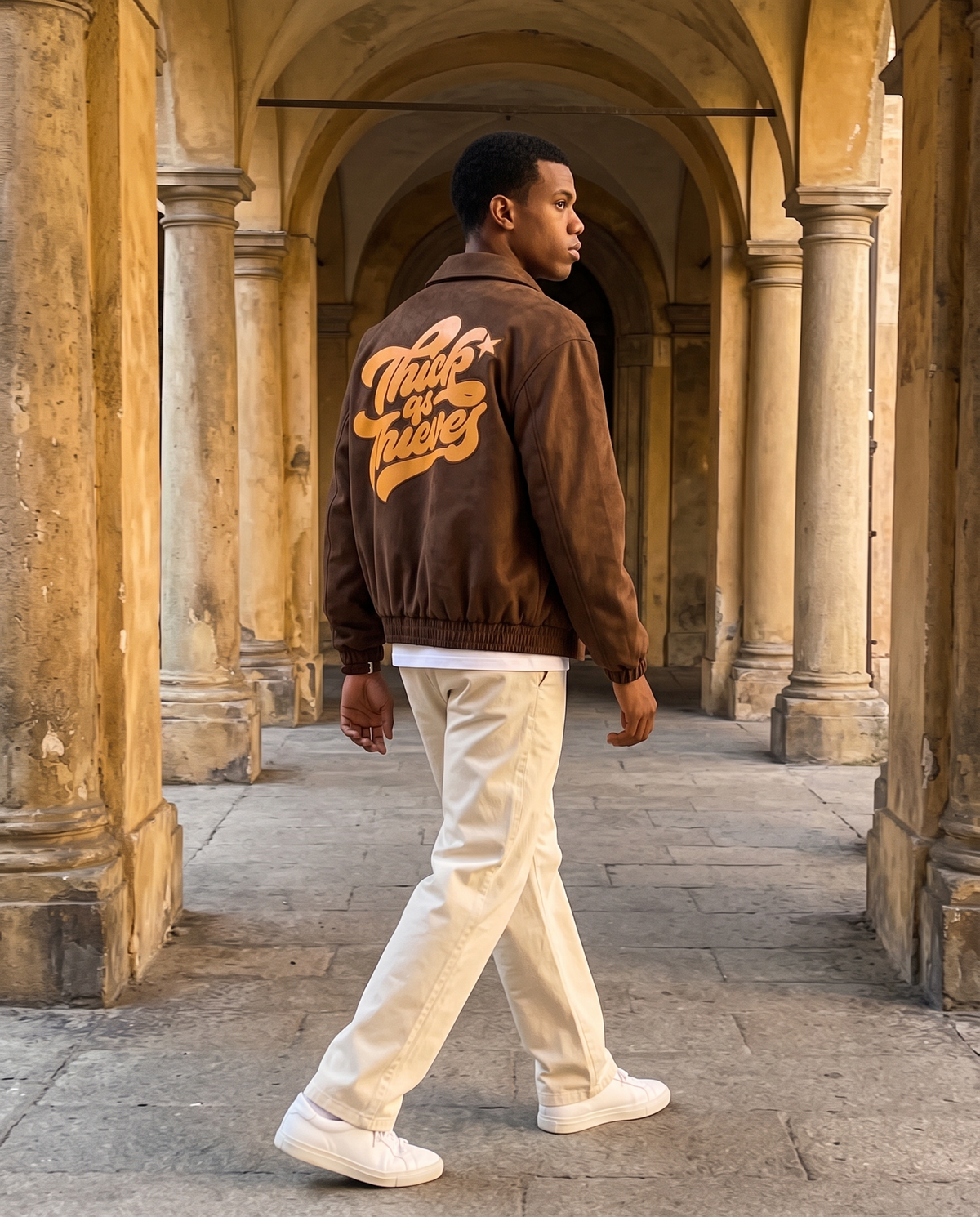 Veste American Baseball Simili-Cuir Homme – look lifestyle 1