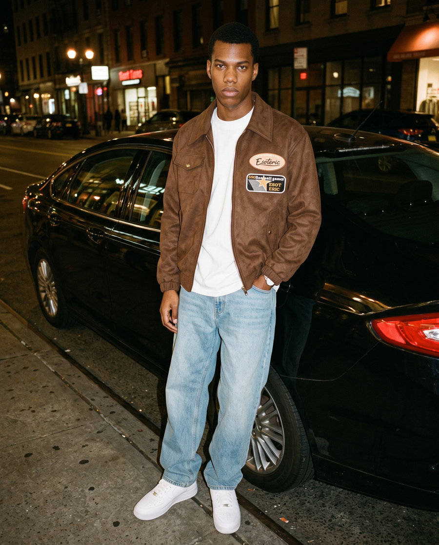 Men's American Faux Leather Baseball Jacket | College Varsity Streetwear Teddy Jacket