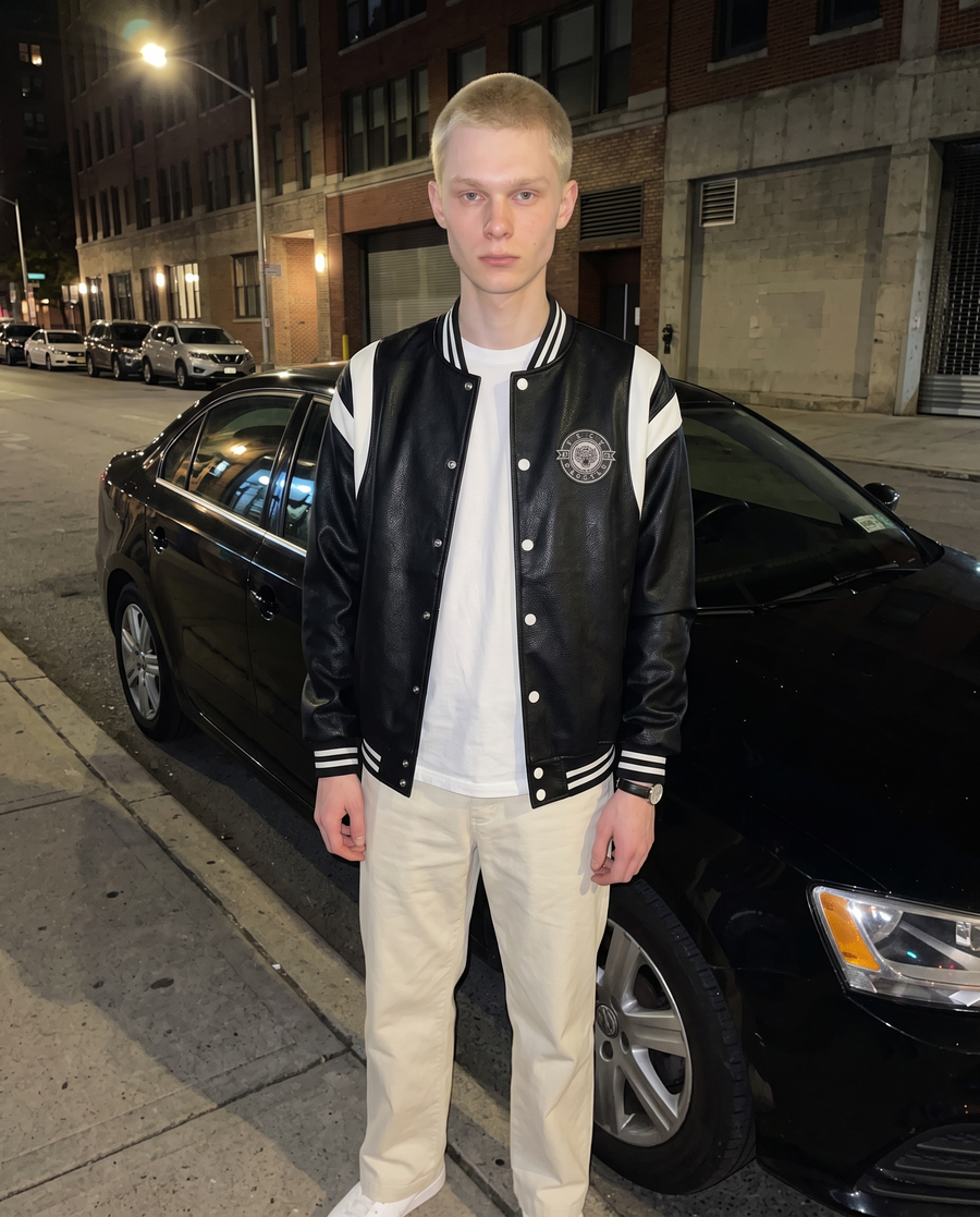 Veste Baseball En Simili-Cuir Homme | Blouson Teddy Varsity Jacket Universitaire Style US