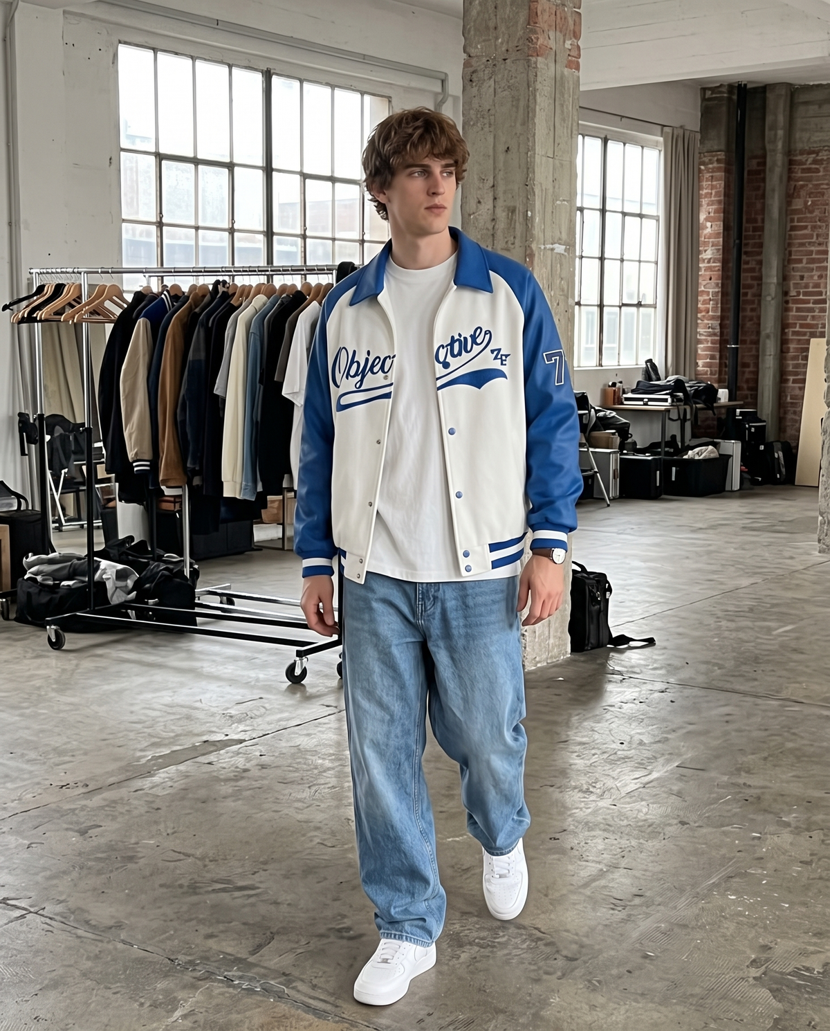 Veste Style Américain Bleu Homme – look lifestyle 1