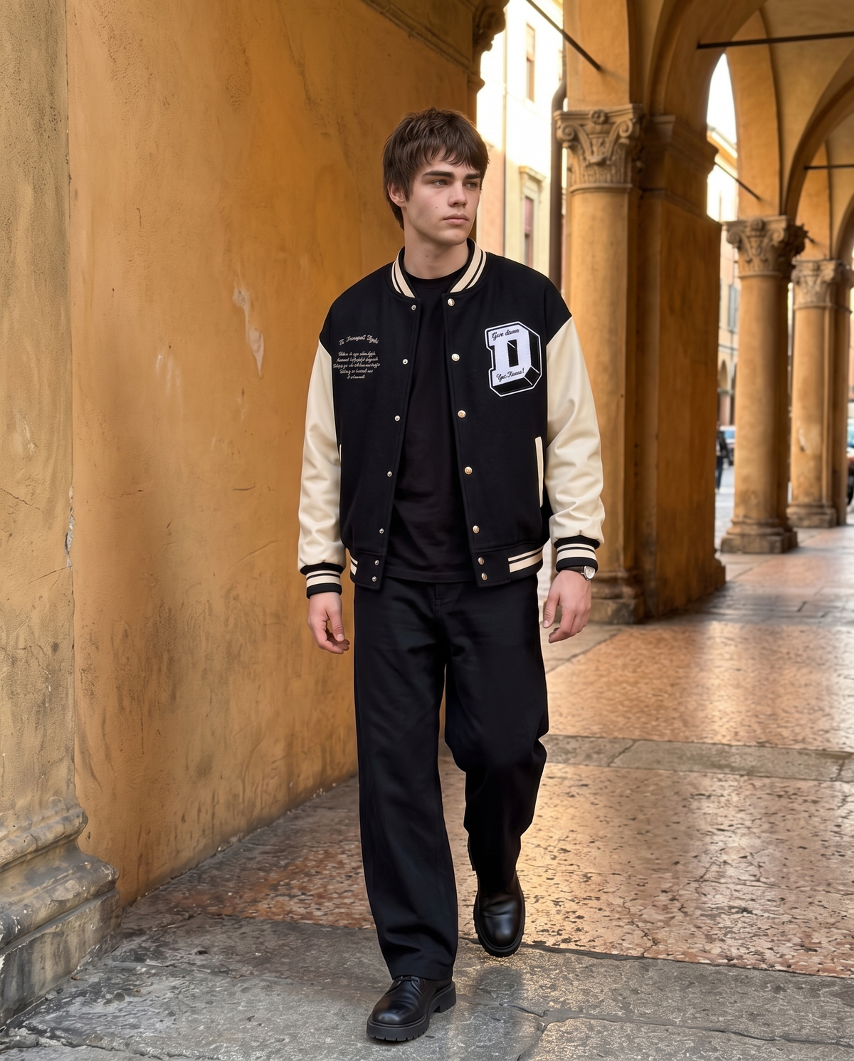 Varsity Jacket Noir Homme – look lifestyle 1