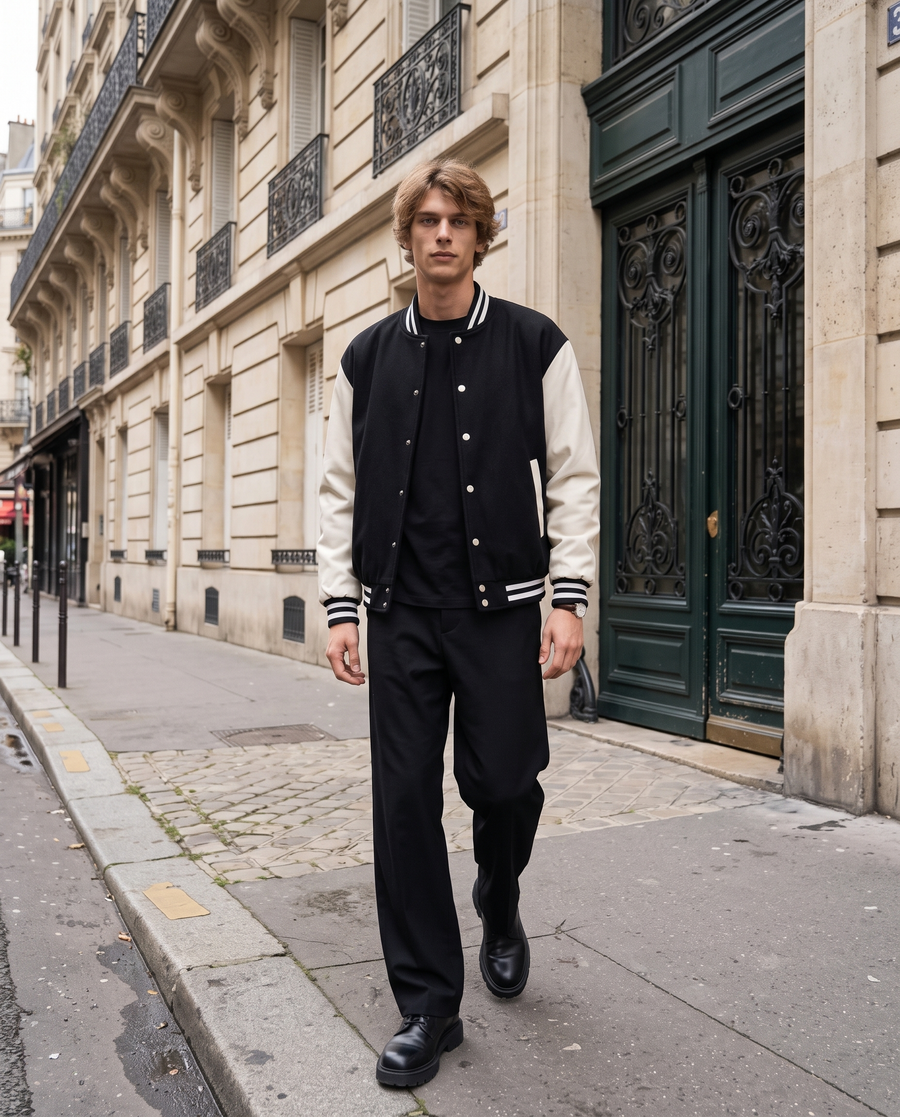 Veste de Baseball Homme | Varsity Jacket Veste Teddy Universitaire Style US
