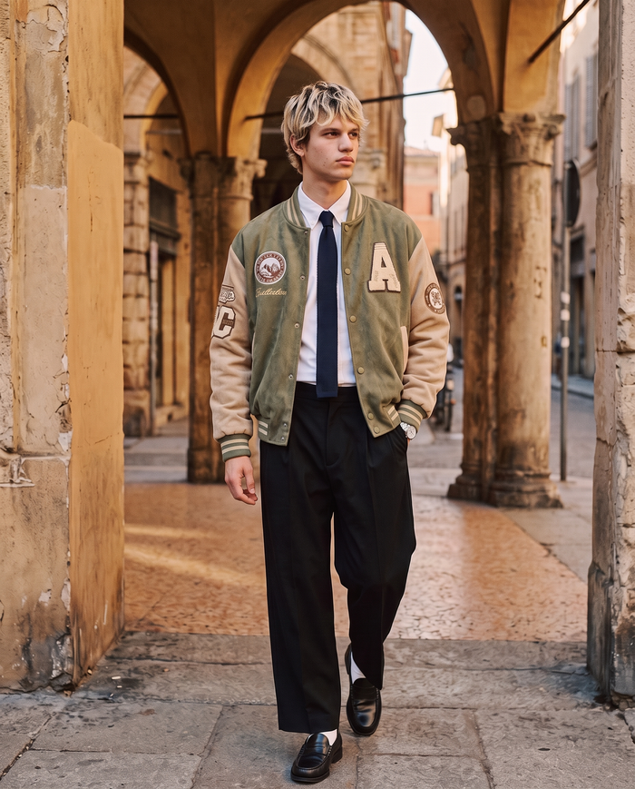 Veste Université Vintage Homme – look lifestyle 1