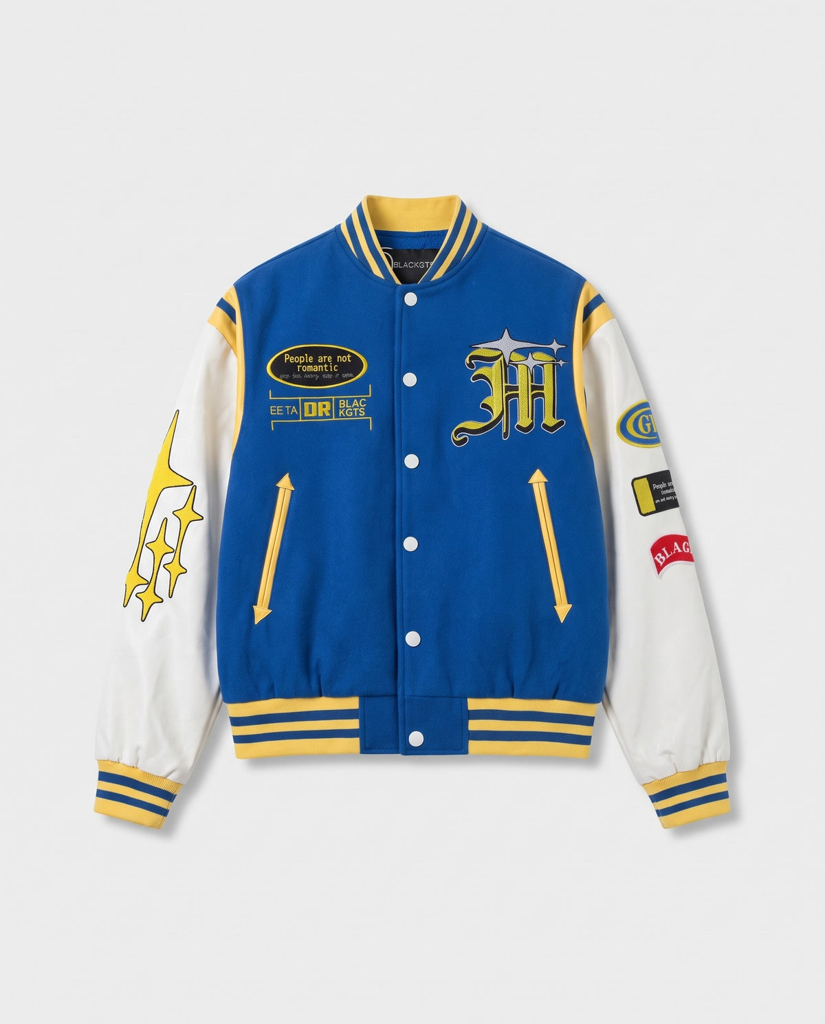 Letterman jacket bleue vue de face