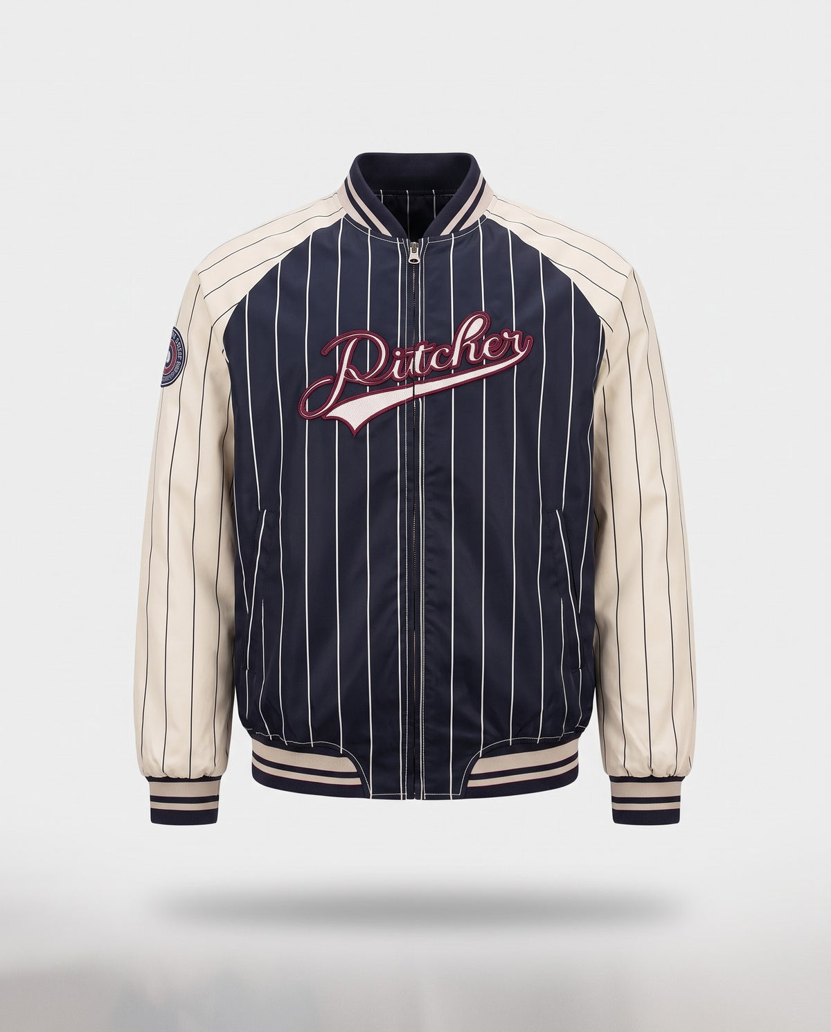 Veste baseball rayée homme vue de face